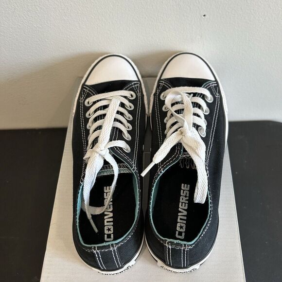 Converse All Star Low Double Tongue Black Teal Sneakers Size 6.5 EUC 553442F - Picture 4 of 8